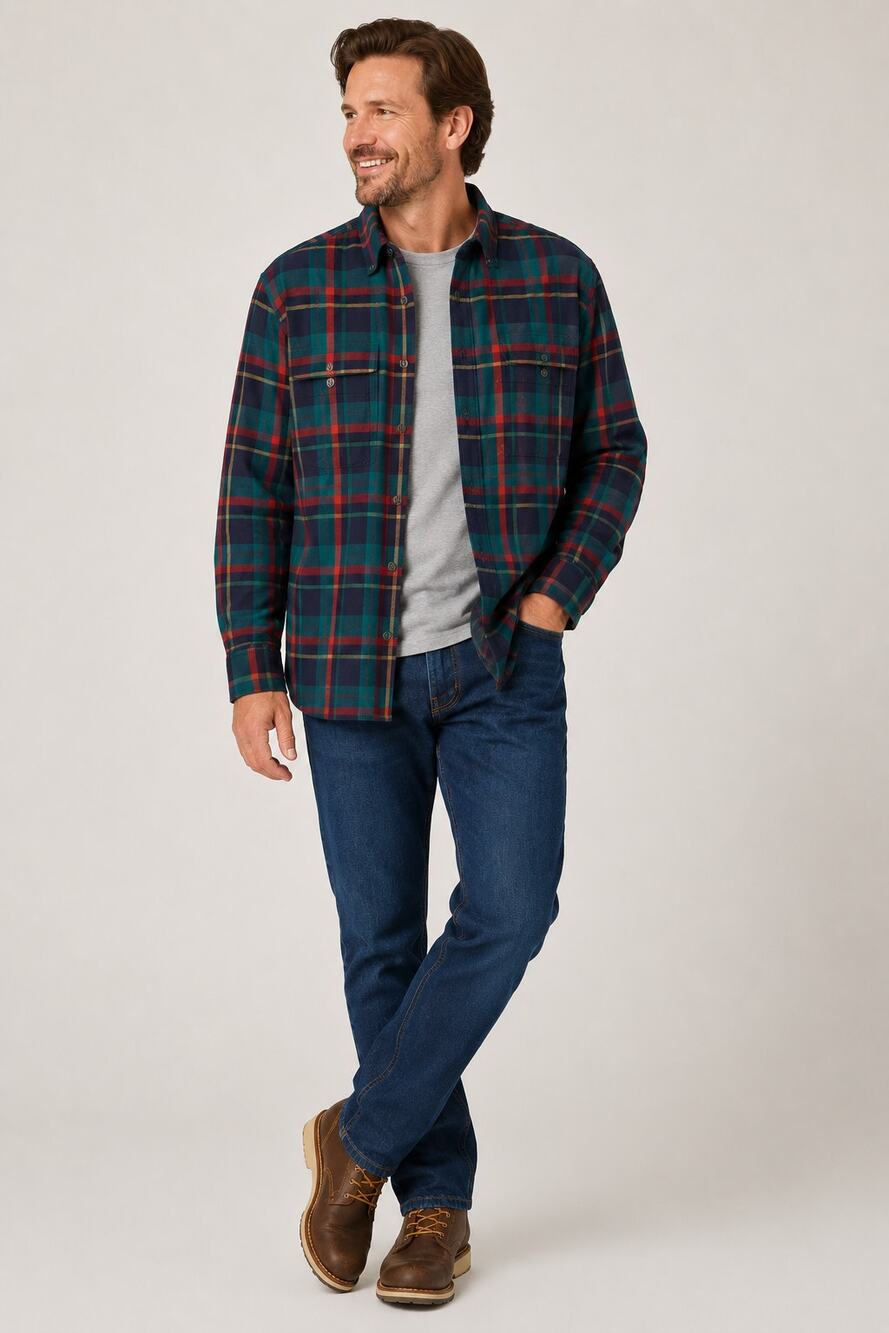 Duluth Free Swingin Flannel Relaxed Fit Shirt Mens XL Forest Night 52007 New